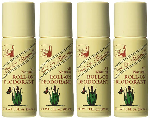 All Natural Roll-On Deodorant Aloe & Almonds - 3 Fl Oz, 4 Pack
