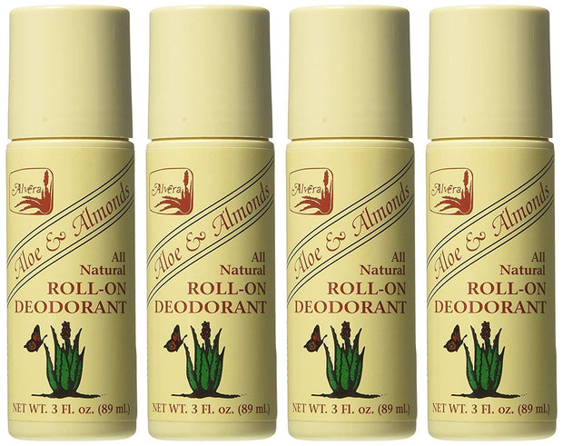 All Natural Roll-On Deodorant Aloe & Almonds - 3 Fl Oz, 4 Pack